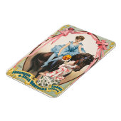 Clown die bloemen overhandigt aan een vrouw te paa magneet (Linkerzijde)