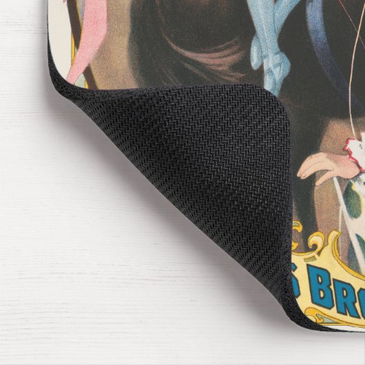 Clown die bloemen overhandigt aan een vrouw te paa muismat (Hoek)