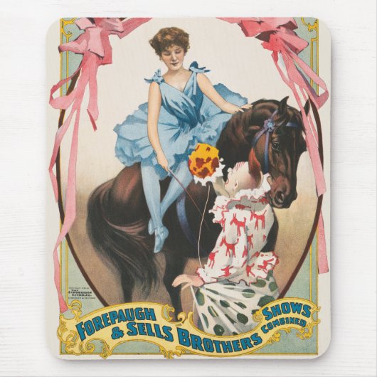 Clown die bloemen overhandigt aan een vrouw te paa muismat (Voorkant)