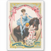 Clown die bloemen overhandigt aan een vrouw te paa sticker (Voorkant)