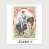 Clown die bloemen overhandigt aan een vrouw te paa sticker (Vel)