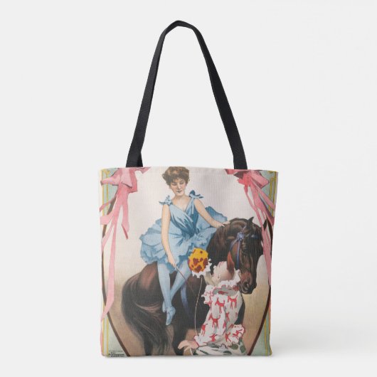Clown die bloemen overhandigt aan een vrouw te paa tote bag (Achterkant)