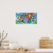Clown die uit een doos sprong. poster (Keuken)
