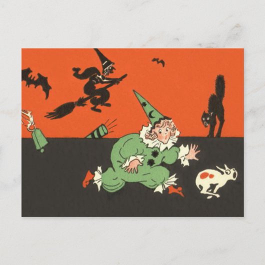 Clown Dog Witch Bat Black Cat Skelet Briefkaart (Voorkant)