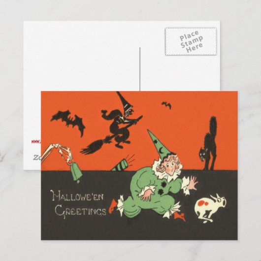 Clown Dog Witch Bat Black Cat Skelet Briefkaart (Voorkant / Achterkant)