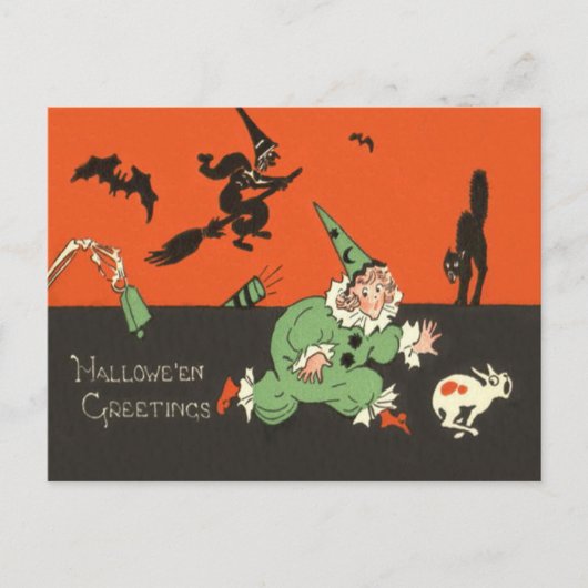 Clown Dog Witch Bat Black Cat Skelet Briefkaart (Voorkant)