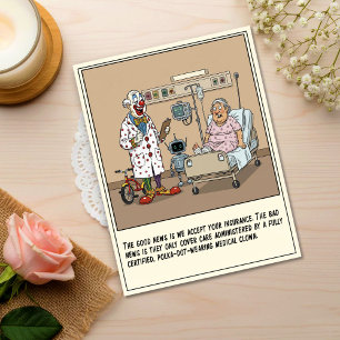 Clown Dokter Met Robot Assistent Herstelt Vlot Briefkaart