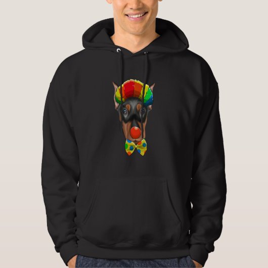 Clown Duitse Pinscher Circus Hond Hoodie (Voorkant)