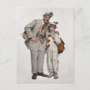 Clown duo, vader en zoon briefkaart