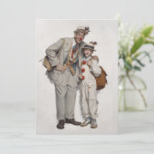 Clown duo, vader en zoon kaart (Staand voorkant)