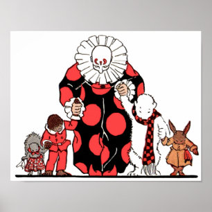 clown en vrienden maken hun buiging poster