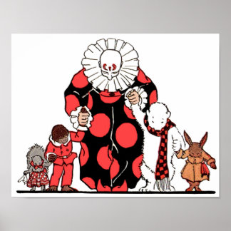 clown en vrienden maken hun buiging poster