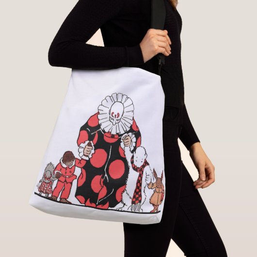 clown en vrienden nemen hun boog af crossbody tas (Dichtbij)