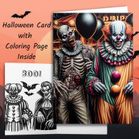 Clown en Zombie Halloween kleurplaat