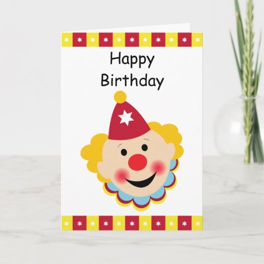Clown Face Happy Birthday Card Kaart (Voorkant)