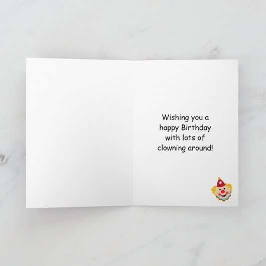 Clown Face Happy Birthday Card Kaart (Binnen)