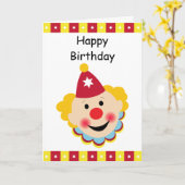 Clown Face Happy Birthday Card Kaart (Gele Bloem)