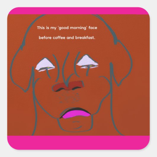 Clown-Faced Dog Cartoon Sketch Vierkante Sticker (Voorkant)