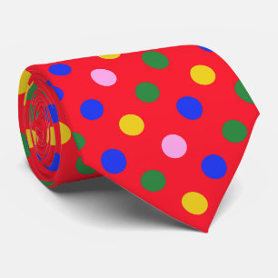 Clown feestdas_rood met kleurrijke stippen stropdas