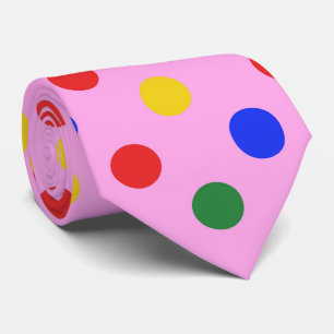 Clown feestdas_roze met kleurrijke stippen stropdas