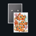 Clown fish Cartoon cute Family Underwater Button<br><div class="desc">Cute and Joyful little Clownfish Cartoon Characters swimming together on underwater Coral Reef Background. Original Vector Illustration Copyright BluedarkArt.</div>