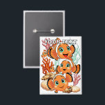 Clown fish Cartoon cute Family Underwater Button<br><div class="desc">Cute and Joyful little Clownfish Cartoon Characters swimming together on underwater Coral Reef Background. Original Vector Illustration Copyright BluedarkArt.</div>