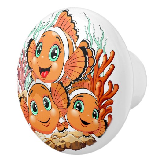 Clown fish Cartoon cute Family Underwater Keramische Knop (Rechts)