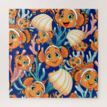 Clown fish Cartoon cute Family Underwater Legpuzzel<br><div class="desc">Cute and Joyful little Clownfish Cartoon Characters swimming together on underwater Coral Reef Background. Original Vector Illustration Copyright BluedarkArt.</div>