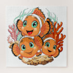 Clown fish Cartoon cute Family Underwater Legpuzzel<br><div class="desc">Cute and Joyful little Clownfish Cartoon Characters swimming together on underwater Coral Reef Background. Original Vector Illustration Copyright BluedarkArt.</div>
