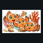 Clown fish Cartoon cute Family Underwater Poster<br><div class="desc">Cute and Joyful little Clownfish Cartoon Characters swimming together on underwater Coral Reef Background. Original Vector Illustration Copyright BluedarkArt.</div>