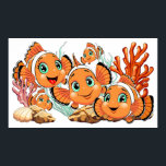 Clown fish Cartoon cute Family Underwater Poster<br><div class="desc">Cute and Joyful little Clownfish Cartoon Characters swimming together on underwater Coral Reef Background. Original Vector Illustration Copyright BluedarkArt.</div>