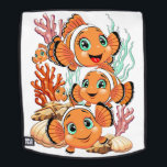 Clown fish Cartoon cute Family Underwater Rugtassen<br><div class="desc">Cute and Joyful little Clownfish Cartoon Characters swimming together on underwater Coral Reef Background. Original Vector Illustration Copyright BluedarkArt.</div>