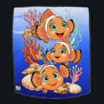 Clown fish Cartoon cute Family Underwater Rugtassen<br><div class="desc">Cute and Joyful little Clownfish Cartoon Characters swimming together on underwater Coral Reef Background. Original Vector Illustration Copyright BluedarkArt.</div>