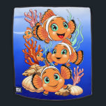 Clown fish Cartoon cute Family Underwater Rugtassen<br><div class="desc">Cute and Joyful little Clownfish Cartoon Characters swimming together on underwater Coral Reef Background. Original Vector Illustration Copyright BluedarkArt.</div>