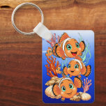 Clown fish Cartoon cute Family Underwater Sleutelhanger<br><div class="desc">Cute and Joyful little Clownfish Cartoon Characters swimming together on underwater Coral Reef Background. Original Vector Illustration Copyright BluedarkArt.</div>