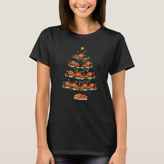 Clown Fish Xmas Lights Clown Fish Christmas Tree T-shirt (Voorkant)