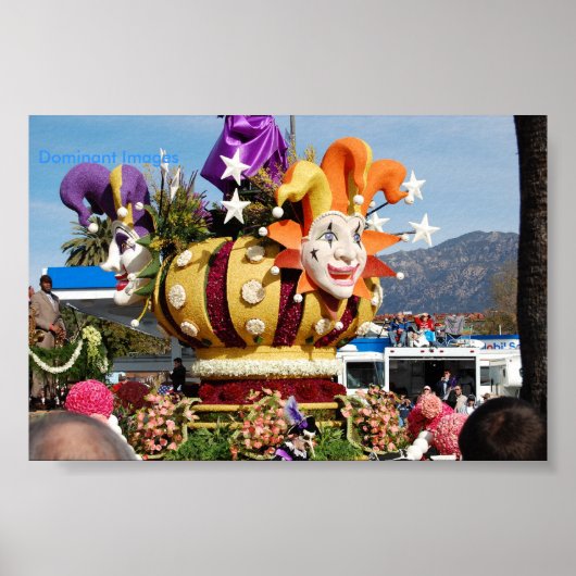Clown Float Roos Parade Pasadena, Dominant Afbeeld Poster (Voorkant)