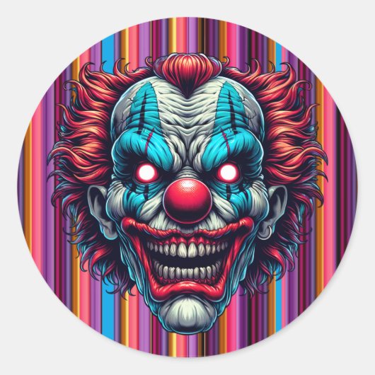 Clown gezicht Halloween kleuren gestreept Ronde Sticker (Voorkant)