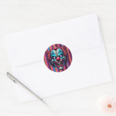 Clown gezicht Halloween kleuren gestreept Ronde Sticker (Envelop)