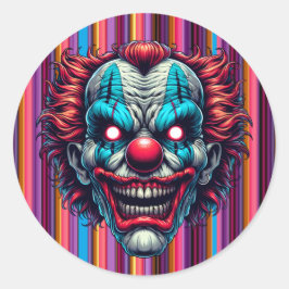 Clown gezicht Halloween kleuren gestreept Ronde Sticker