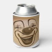 Clown gezicht in koffieschuim blikjeskoeler (Blikje Voorkant)