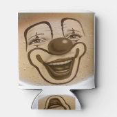 Clown gezicht in koffieschuim blikjeskoeler (Achterkant)