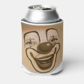 Clown gezicht in koffieschuim blikjeskoeler (Blikje Achterkant)