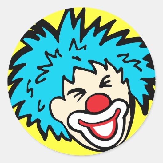 Clown gezicht met blauw haar glimlach sticker (Voorkant)