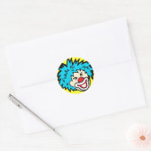 Clown gezicht met blauw haar glimlach sticker (Envelop)
