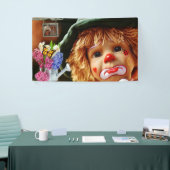 Clown gezicht spandoek (Beurs)