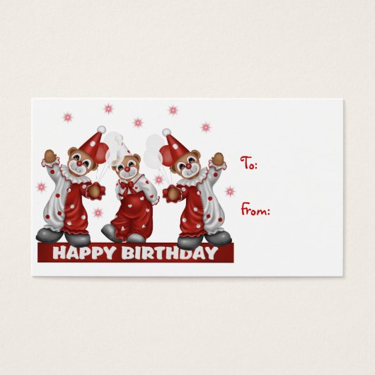 Clown Gift Label Happy Birthday Visitekaartje (Voorkant)