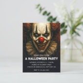 Clown Halloween Party Uitnodiging Poastcard (Staand voorkant)