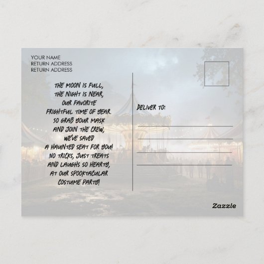 Clown Halloween Party Uitnodiging Poastcard (Achterkant)