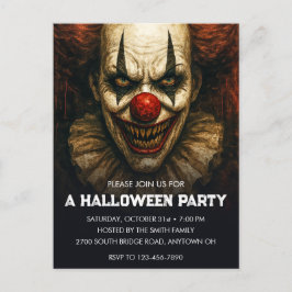 Clown Halloween Party Uitnodiging Poastcard